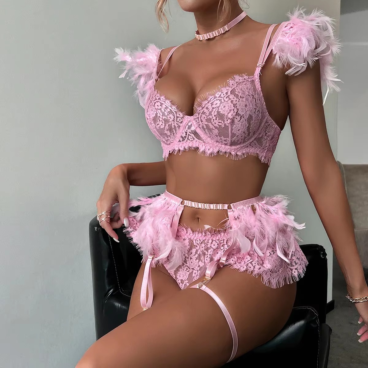 Feathers Solid Adjusted-straps Back Closure Underwear Lingerie Super Bra Set - Image 11