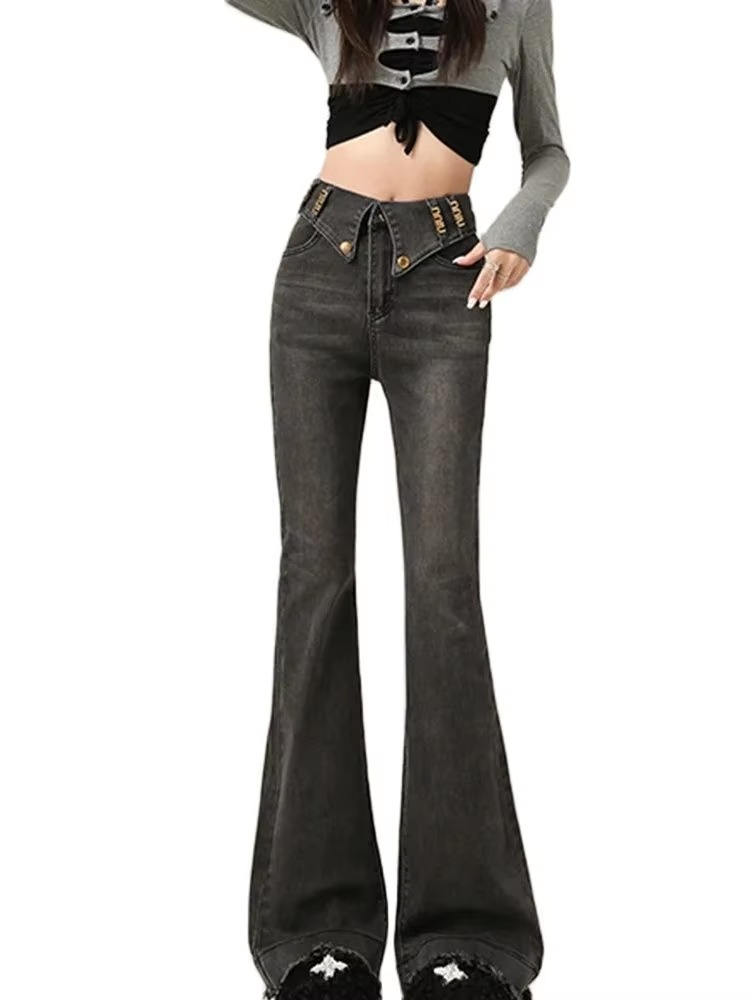 Flare Jeans Flanging Design Straight leg Jeans Streetwear - Image 2