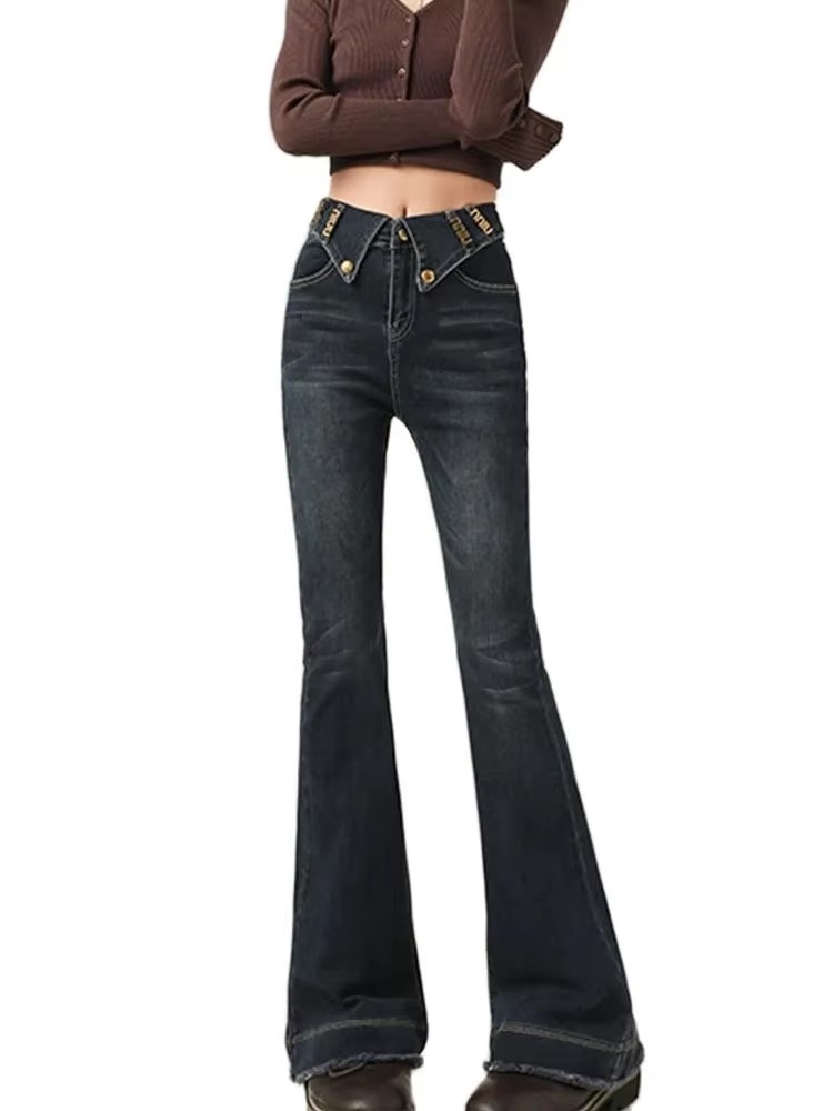 Flare Jeans Flanging Design Straight leg Jeans Streetwear