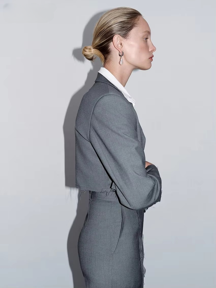 Formal Crop Top With High Waist Wide Pants Loose Two Pieces Set - Image 5