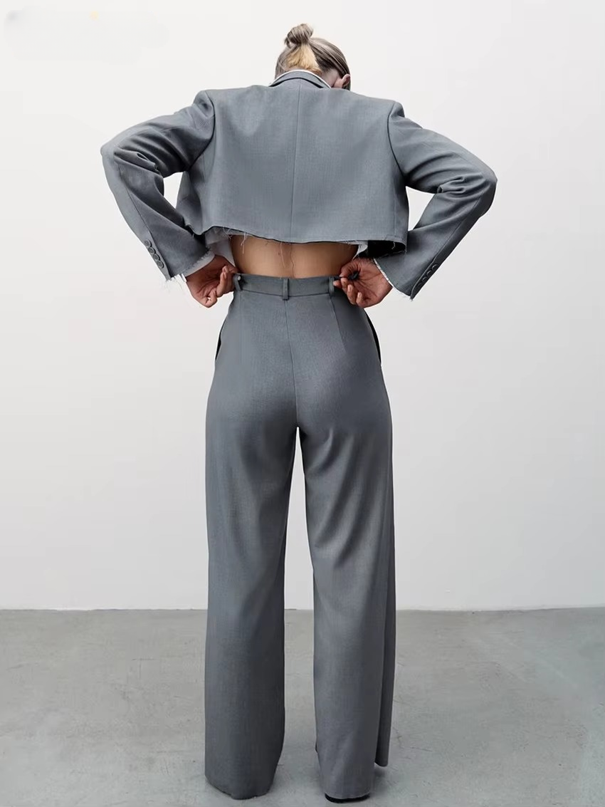 Formal Crop Top With High Waist Wide Pants Loose Two Pieces Set - Image 6