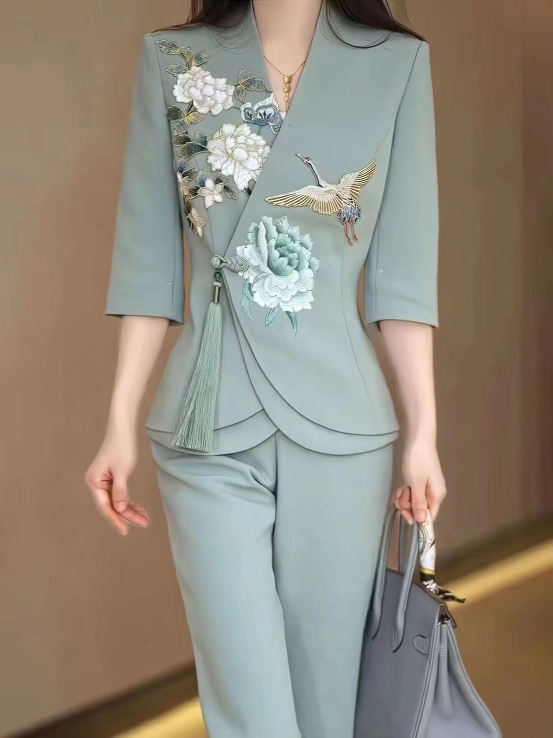 Formal Designer Evening Party Blazer And Pant 2 Pieces Set - Image 2