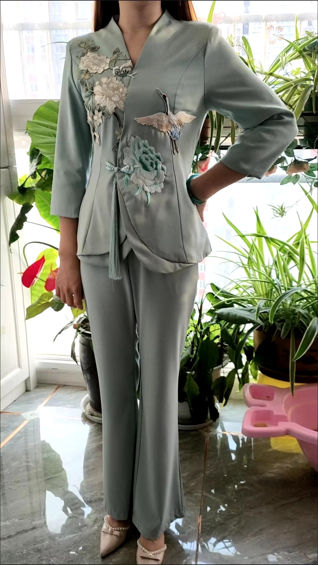 Formal Designer Evening Party Blazer And Pant 2 Pieces Set - Image 3