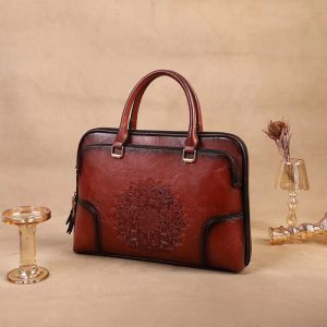 Formal High Quality Leather Laptop Briefcase Retro Bags