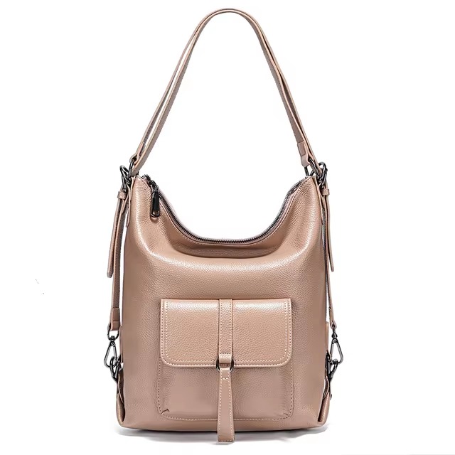 Genuine Leather Large Capacity Handbag Multifunction Satchel Messenger Bag Backpack - Image 9