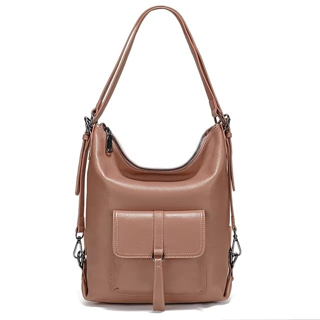 Genuine Leather Large Capacity Handbag Multifunction Satchel Messenger Bag Backpack - Image 13