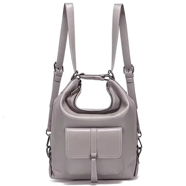 Genuine Leather Large Capacity Handbag Multifunction Satchel Messenger Bag Backpack - Image 12