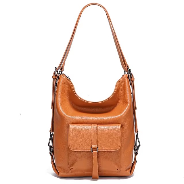 Genuine Leather Large Capacity Handbag Multifunction Satchel Messenger Bag Backpack - Image 5