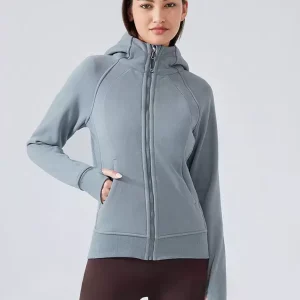 Hooded Zipper Casual Daily Long Sleeves Solid Elegant And Vintage Jacket