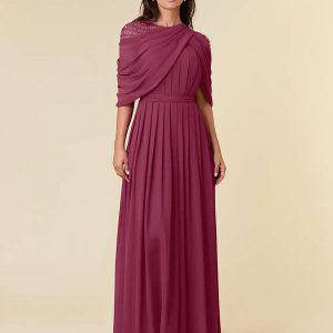 Jewel Neck Sleeveless A-Line Beaded Floor-Length Party Wedding Guest For Mother Of The Bride Dresses