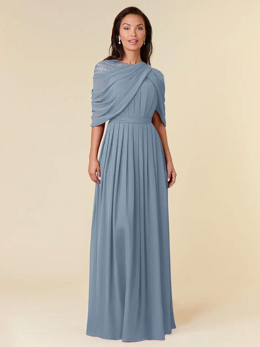 Jewel Neck Sleeveless A-Line Beaded Floor-Length Party Wedding Guest For Mother Of The Bride Dresses - Image 10