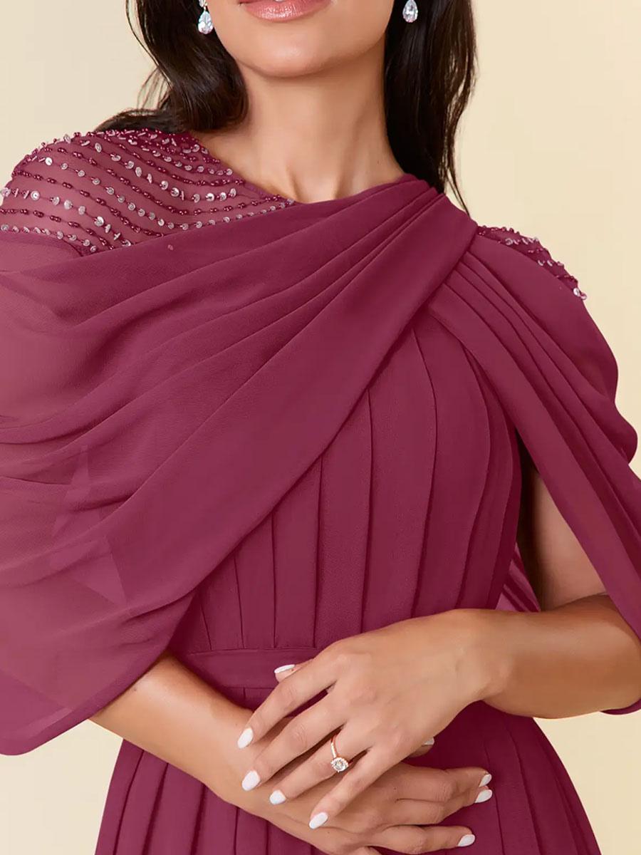 Jewel Neck Sleeveless A-Line Beaded Floor-Length Party Wedding Guest For Mother Of The Bride Dresses - Image 2