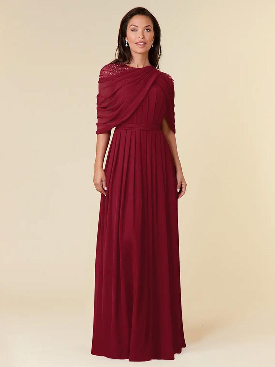 Jewel Neck Sleeveless A-Line Beaded Floor-Length Party Wedding Guest For Mother Of The Bride Dresses - Image 5