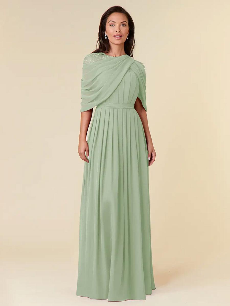 Jewel Neck Sleeveless A-Line Beaded Floor-Length Party Wedding Guest For Mother Of The Bride Dresses - Image 6