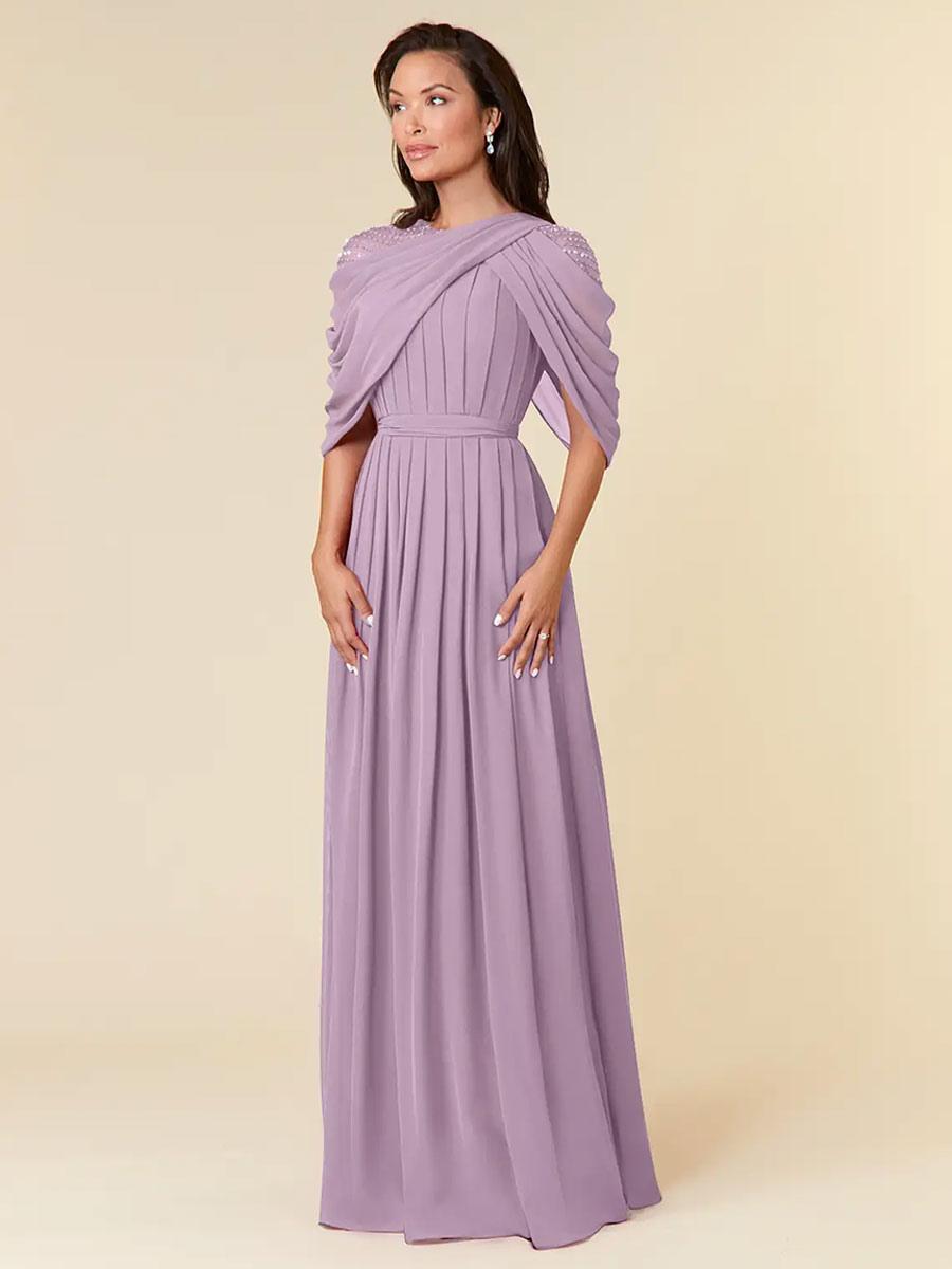 Jewel Neck Sleeveless A-Line Beaded Floor-Length Party Wedding Guest For Mother Of The Bride Dresses - Image 9