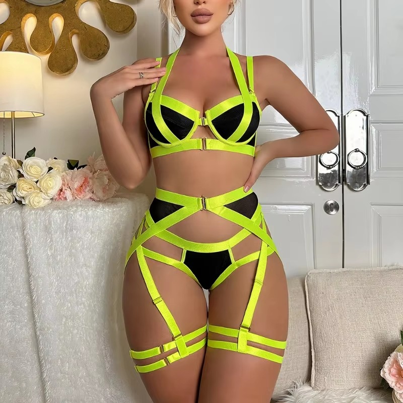 Lingerie Body Shaping Separates Solid Color Hollow Out Underwear Metal Sheet Bra Set - Image 9