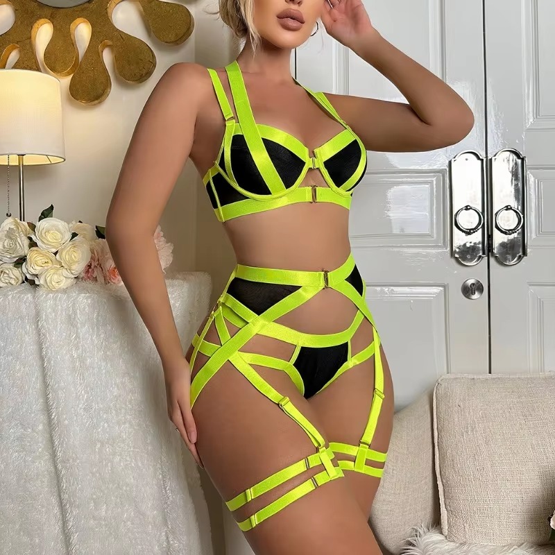 Lingerie Body Shaping Separates Solid Color Hollow Out Underwear Metal Sheet Bra Set - Image 11