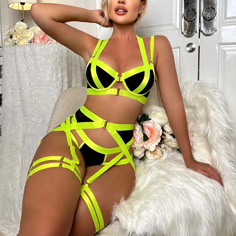 Lingerie Body Shaping Separates Solid Color Hollow Out Underwear Metal Sheet Bra Set - Image 12