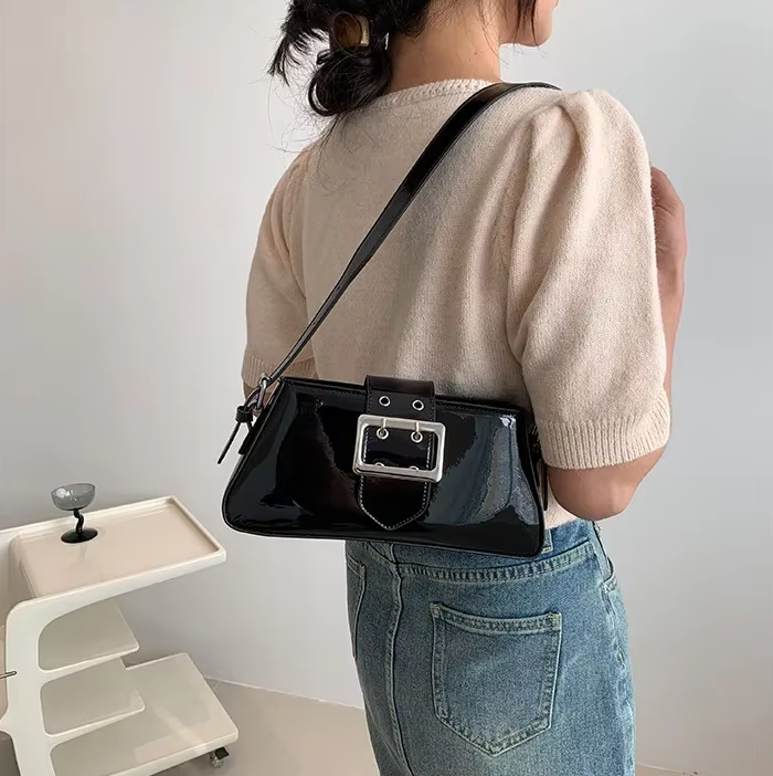 Luxury Glossy PU Leather Party Handbag Patent Leather Shoulder Bag - Image 14