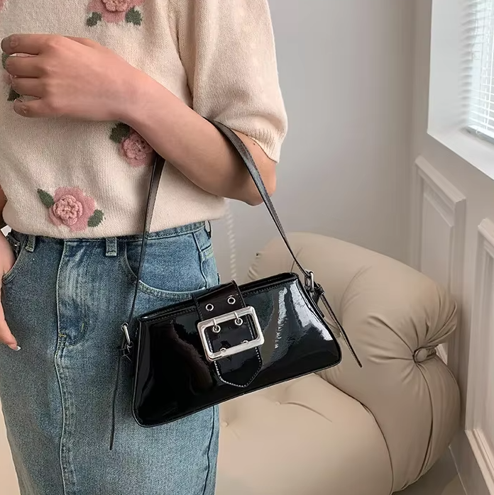 Luxury Glossy PU Leather Party Handbag Patent Leather Shoulder Bag - Image 13