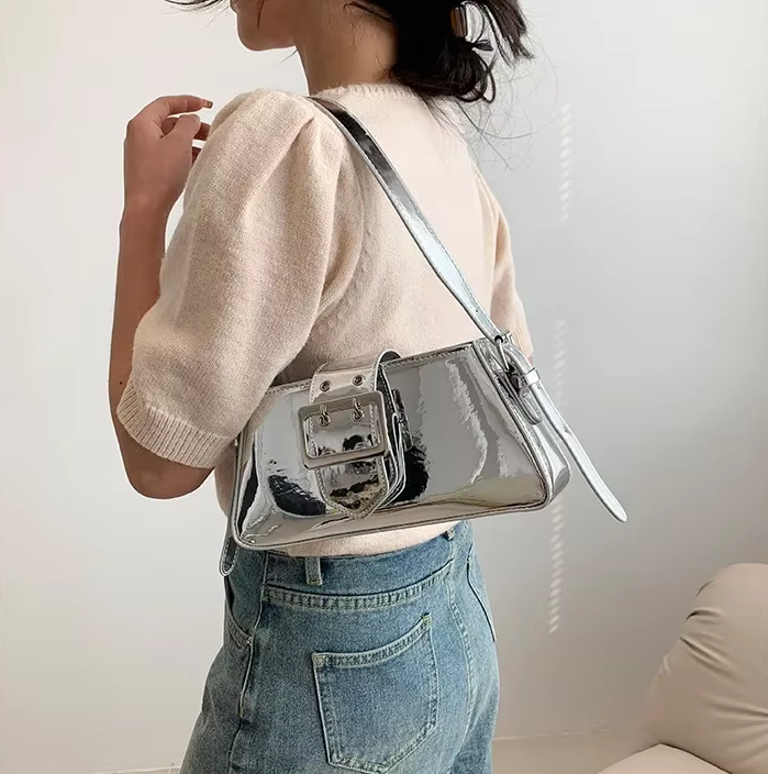 Luxury Glossy PU Leather Party Handbag Patent Leather Shoulder Bag - Image 11