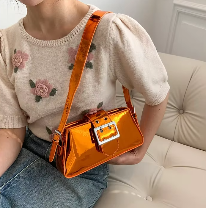 Luxury Glossy PU Leather Party Handbag Patent Leather Shoulder Bag - Image 10