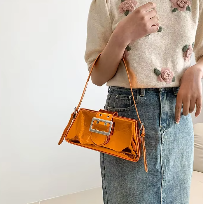 Luxury Glossy PU Leather Party Handbag Patent Leather Shoulder Bag - Image 9