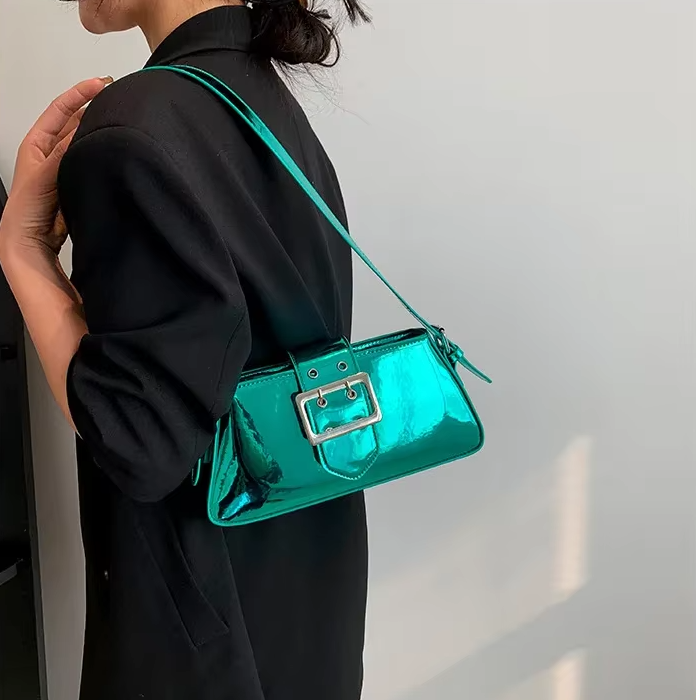 Luxury Glossy PU Leather Party Handbag Patent Leather Shoulder Bag - Image 4