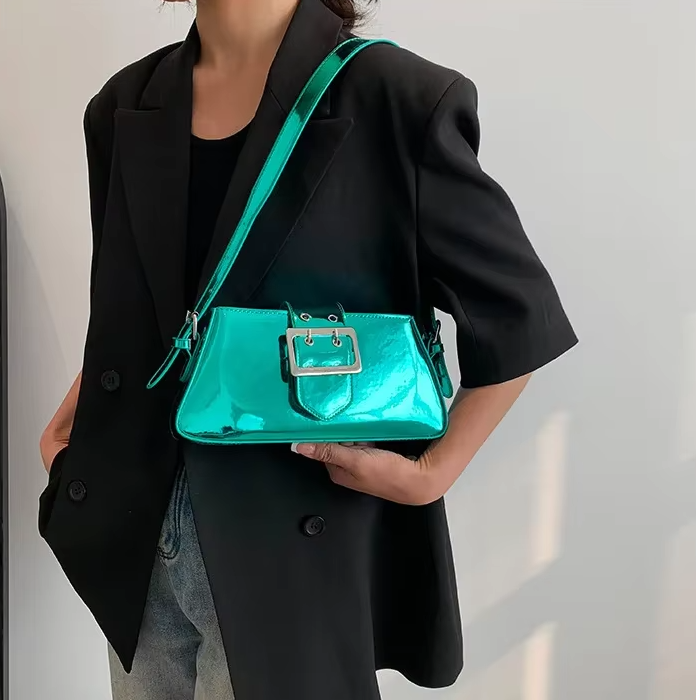 Luxury Glossy PU Leather Party Handbag Patent Leather Shoulder Bag - Image 3