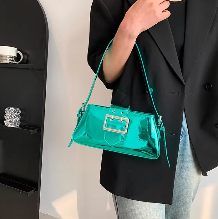 Luxury Glossy PU Leather Party Handbag Patent Leather Shoulder Bag - Image 2