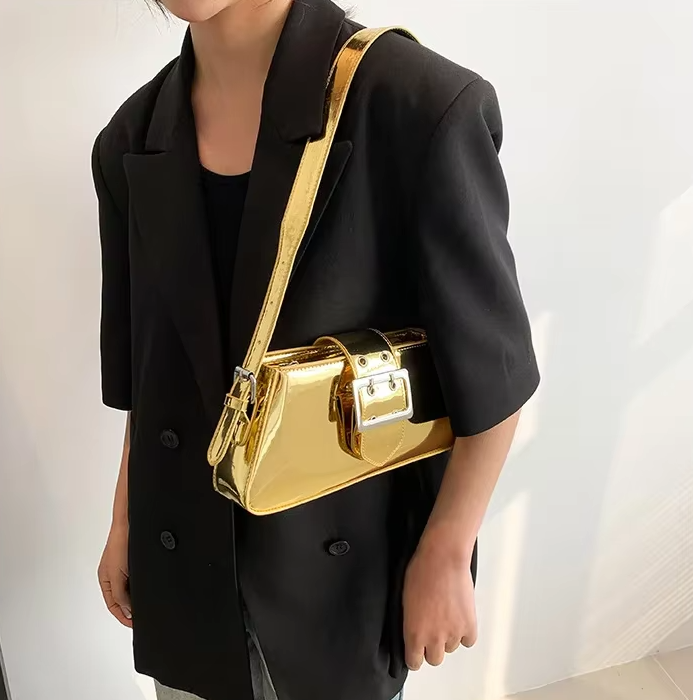 Luxury Glossy PU Leather Party Handbag Patent Leather Shoulder Bag - Image 5