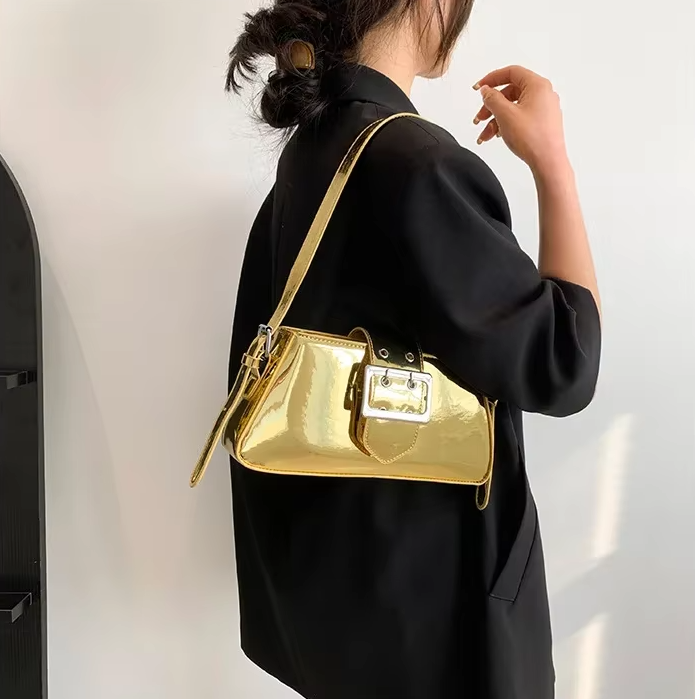 Luxury Glossy PU Leather Party Handbag Patent Leather Shoulder Bag - Image 6