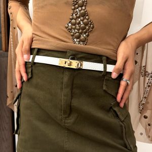 Luxury PU Leather Metal Buckle Designer Girdle Adjustable Thin Belts