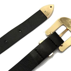 Luxury Retro Carved Design Metal Leather Double Buckle Waist Belt 6.