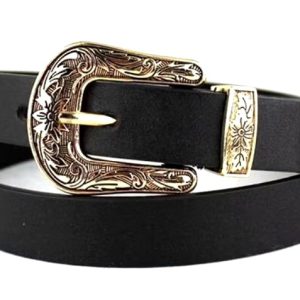 Luxury Retro Carved Design Metal Leather Double Buckle Waist Belt 7.
