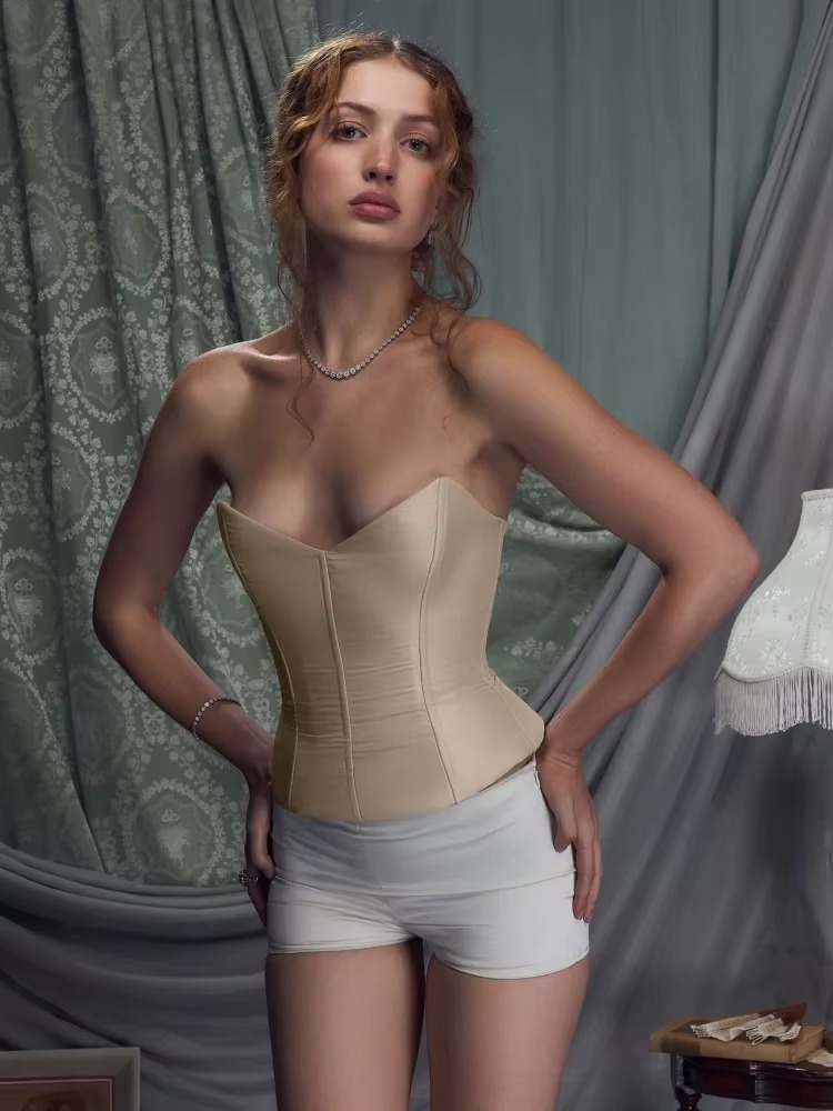 Mesh Ruffles Strapless Lace-up Bra Party Evening Runway 2-Piece Long Dress - Image 10