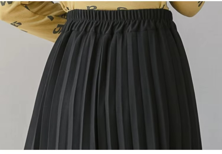 Pleated Irregular High Waist Solid Fashion Elegant And Vintage Midi Skirts - Image 2