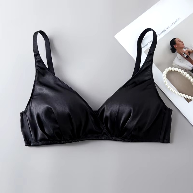 Real Silk Push Up No Steel Ring Underwear Silk Bralette Double Sided Bras - Image 3