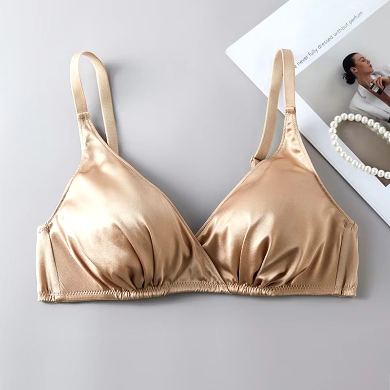 Real Silk Push Up No Steel Ring Underwear Silk Bralette Double Sided Bras - Image 2