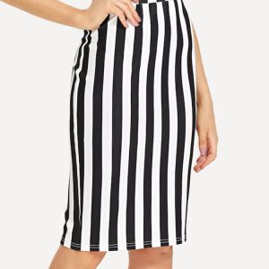Striped Printed casual High Waist Elastic Pencil Skirts