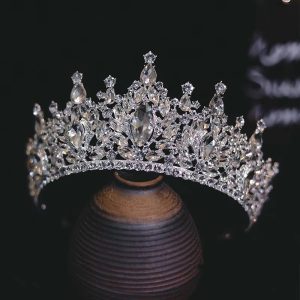 Crown Baroque Crystal Pageant Luxury Big Rhinestone Geometric Bridal Tiaras Crown