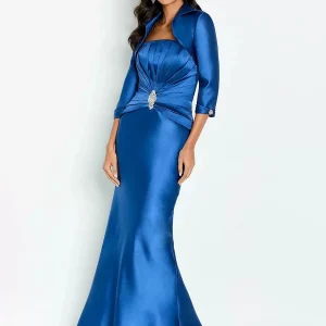 Strapless Half Sleeves Mermaid Applique Ankle-Length Bridal Mother Wedding Dress