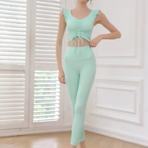 Super Soft Stretchy Drawstring Top And Bottom Two Pieces Suits