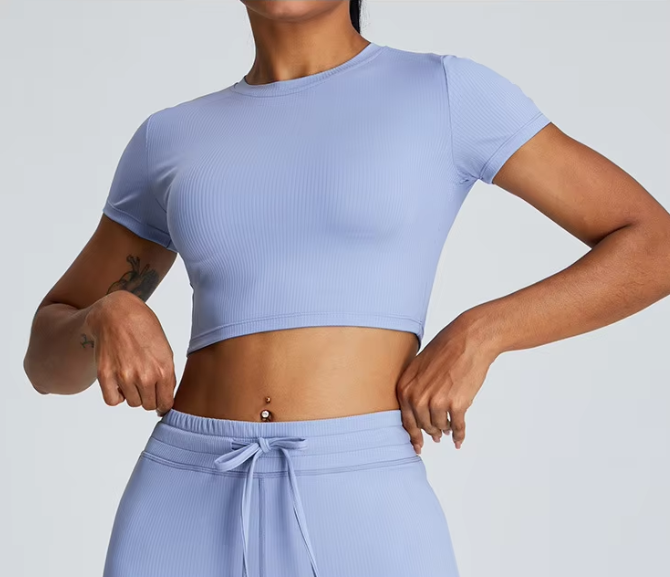 Trendy Gym Track Seamless Ribbed Fitness Sports Set - Image 2