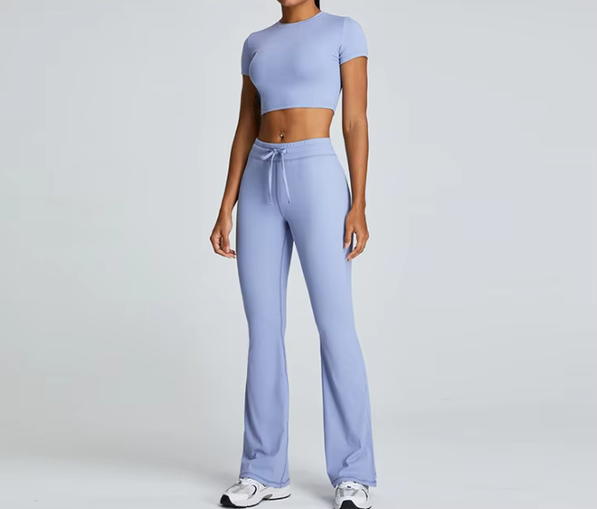 Trendy Gym Track Seamless Ribbed Fitness Sports Set - Image 3