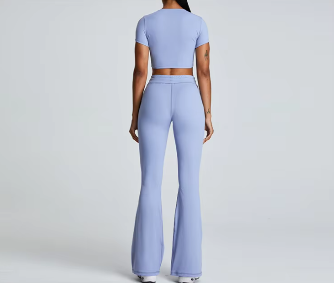 Trendy Gym Track Seamless Ribbed Fitness Sports Set - Image 4