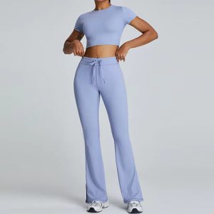 Trendy Gym Track Seamless Ribbed Fitness Sports Set