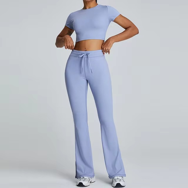 Trendy Gym Track Seamless Ribbed Fitness Sports Set