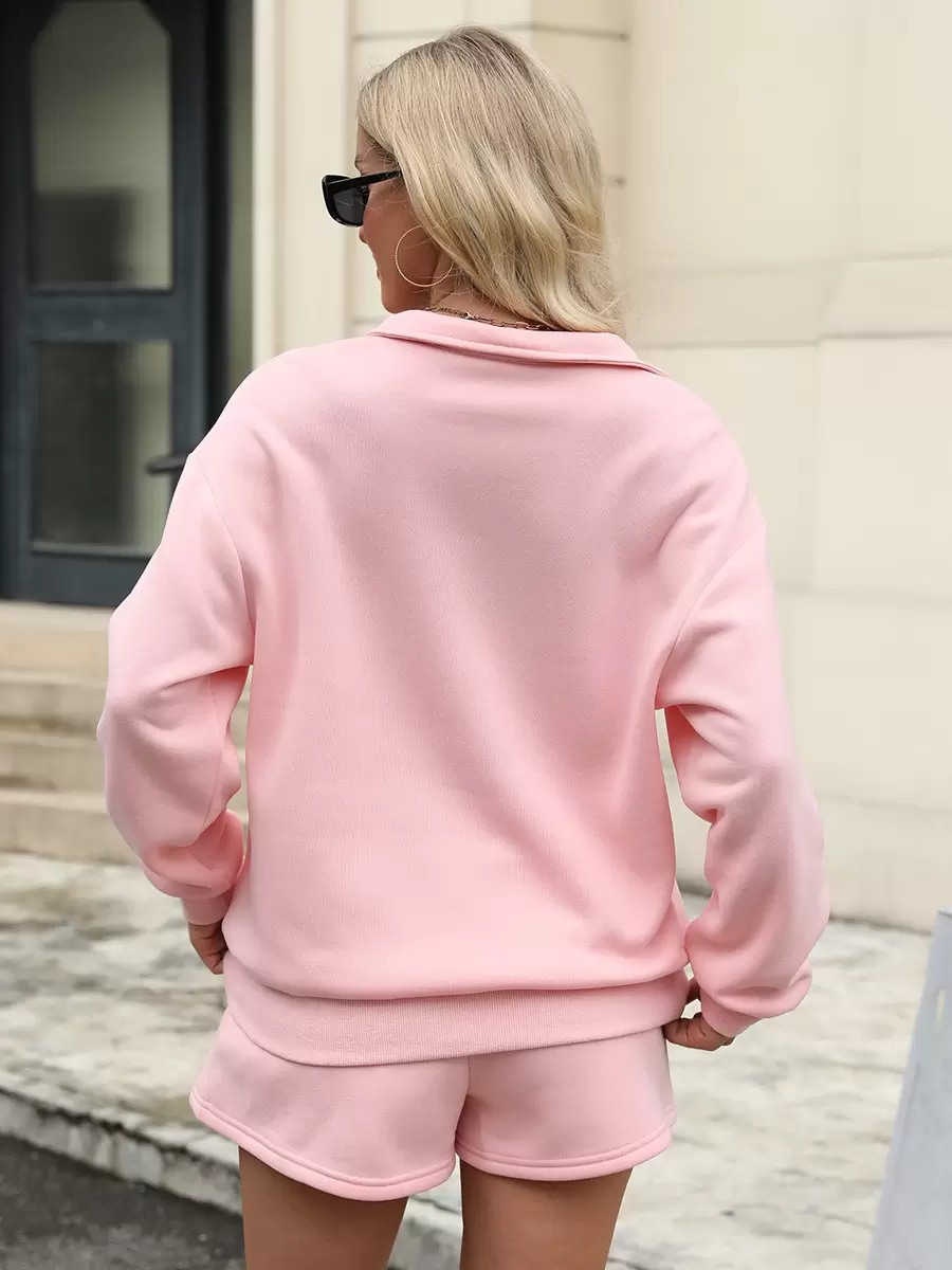 Turndown Neck Zipper Casual Street Wear Raised Elegant And Vintage Pant Set - Image 11