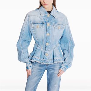 Vintage Cotton High Street Multi-pocket Button Denim Jacket